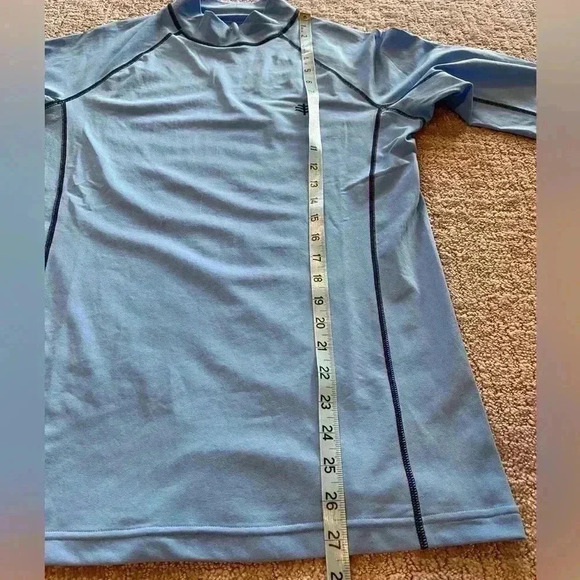 Coolibar - UV Swim Shirt for Men, Long Sleeve, Tulum Rash, Surf Blue, Size Small - Picture 9 of 13